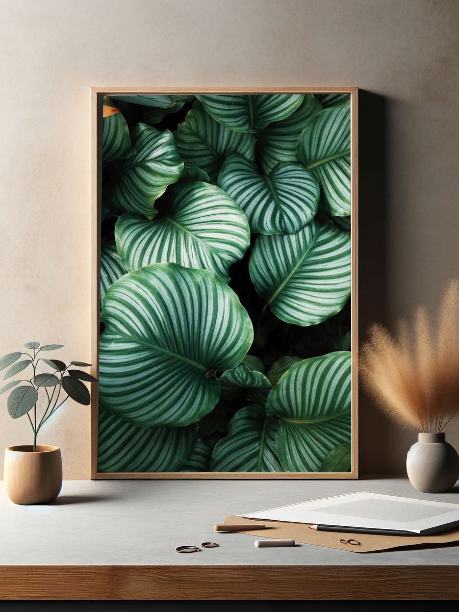 Green tropical leaves background. Original. — room view 2