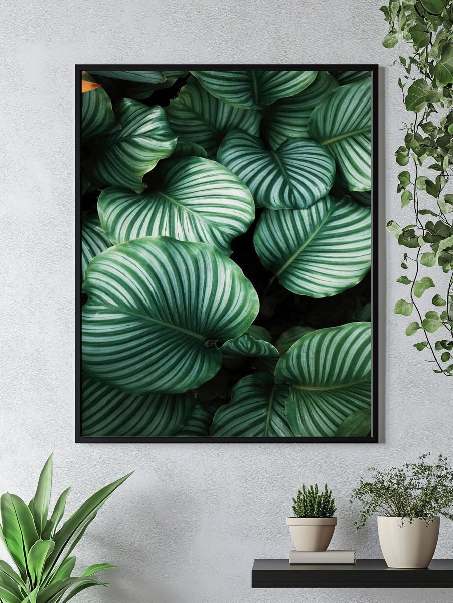 Green tropical leaves background. Original. — room view 4