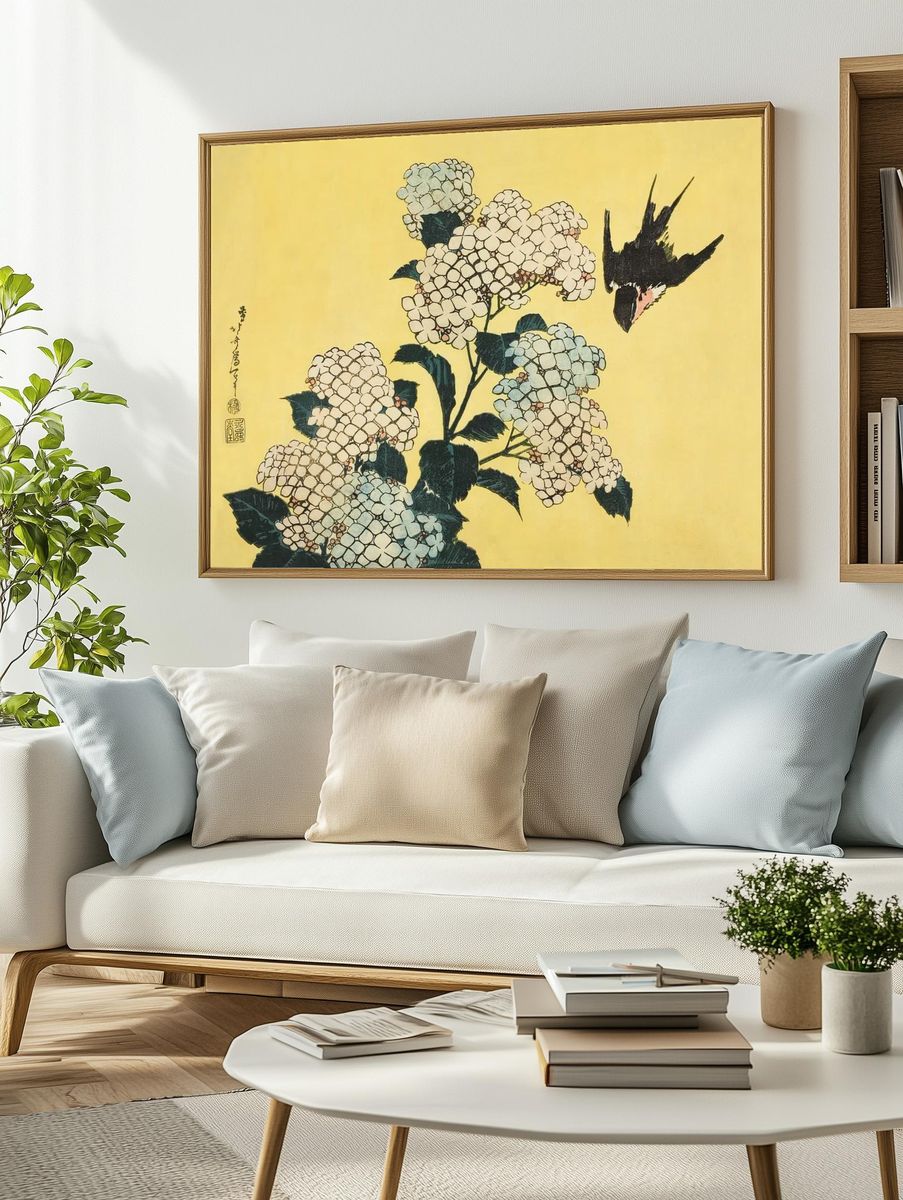 Hydrangea Swallow, untitled series large. — room view 2