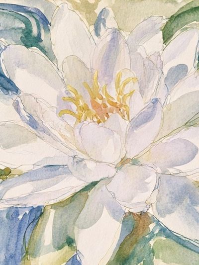 White Watercolor Flower Print.