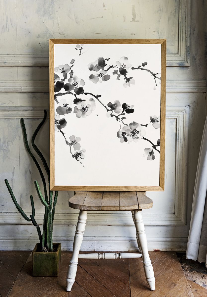Cherry Blossom Ink Poster. room preview
