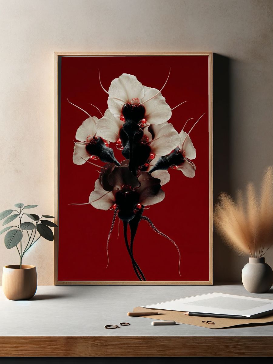 Surreal Orchid Bloom Print. — room view 2