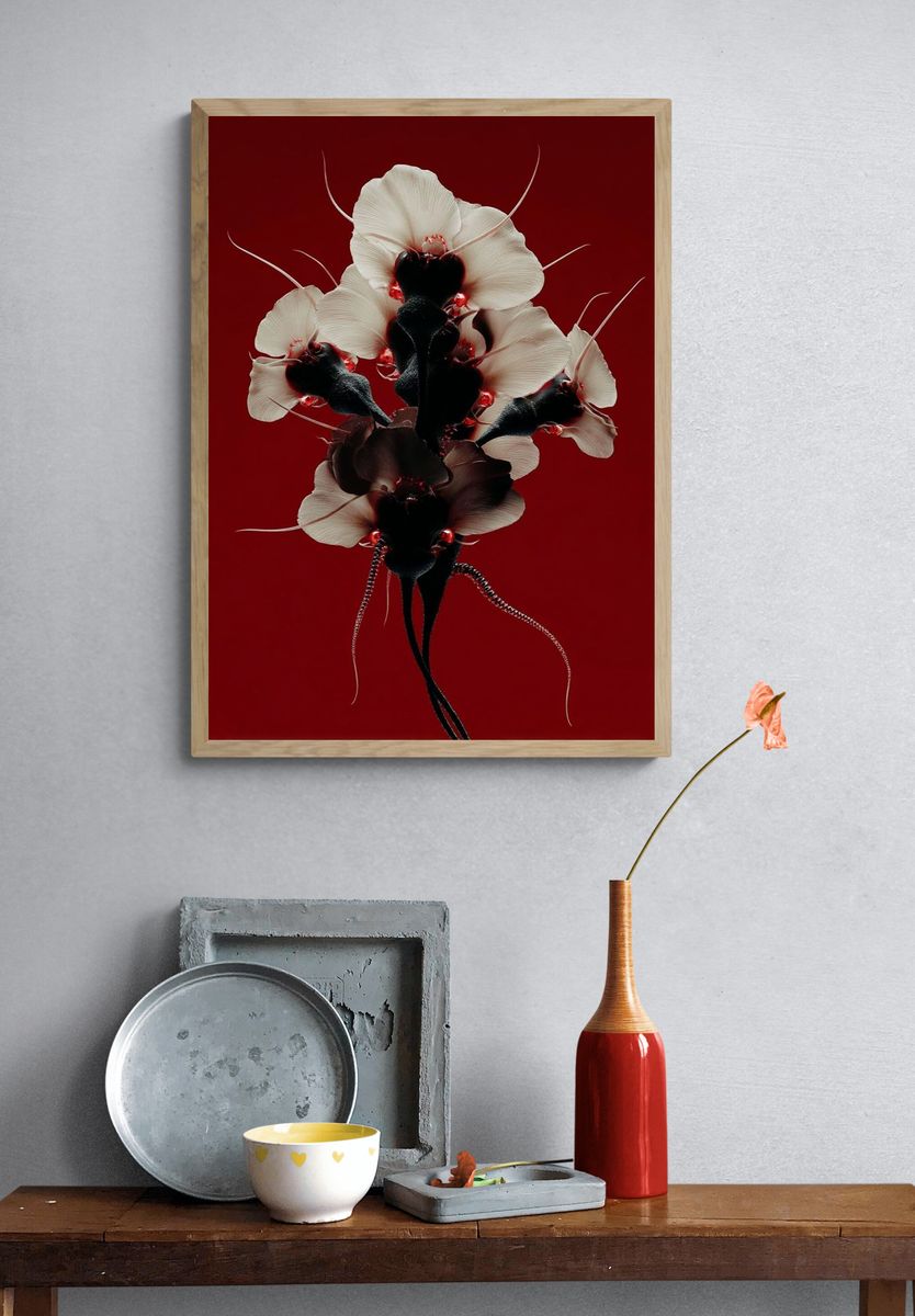 Surreal Orchid Bloom Print. — room view 3