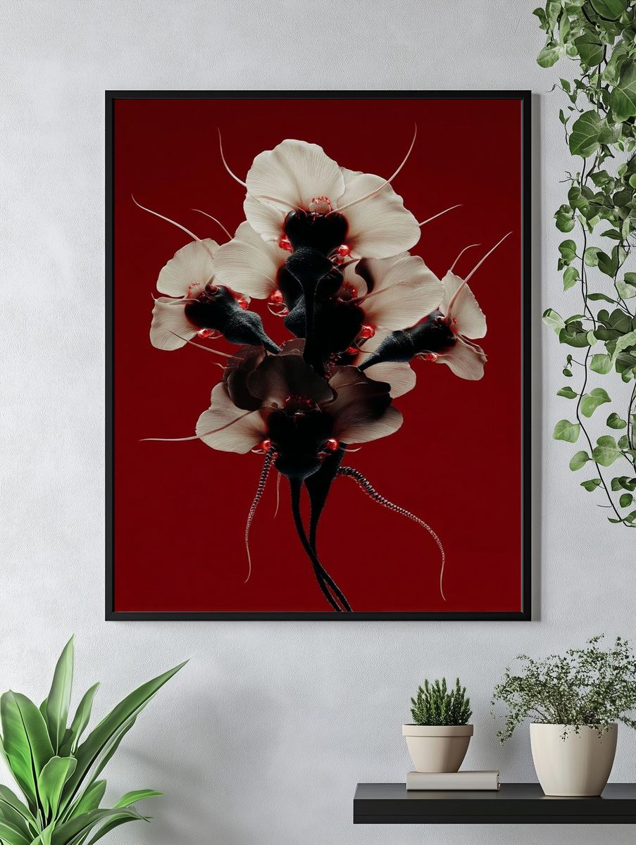 Surreal Orchid Bloom Print. — room view 4