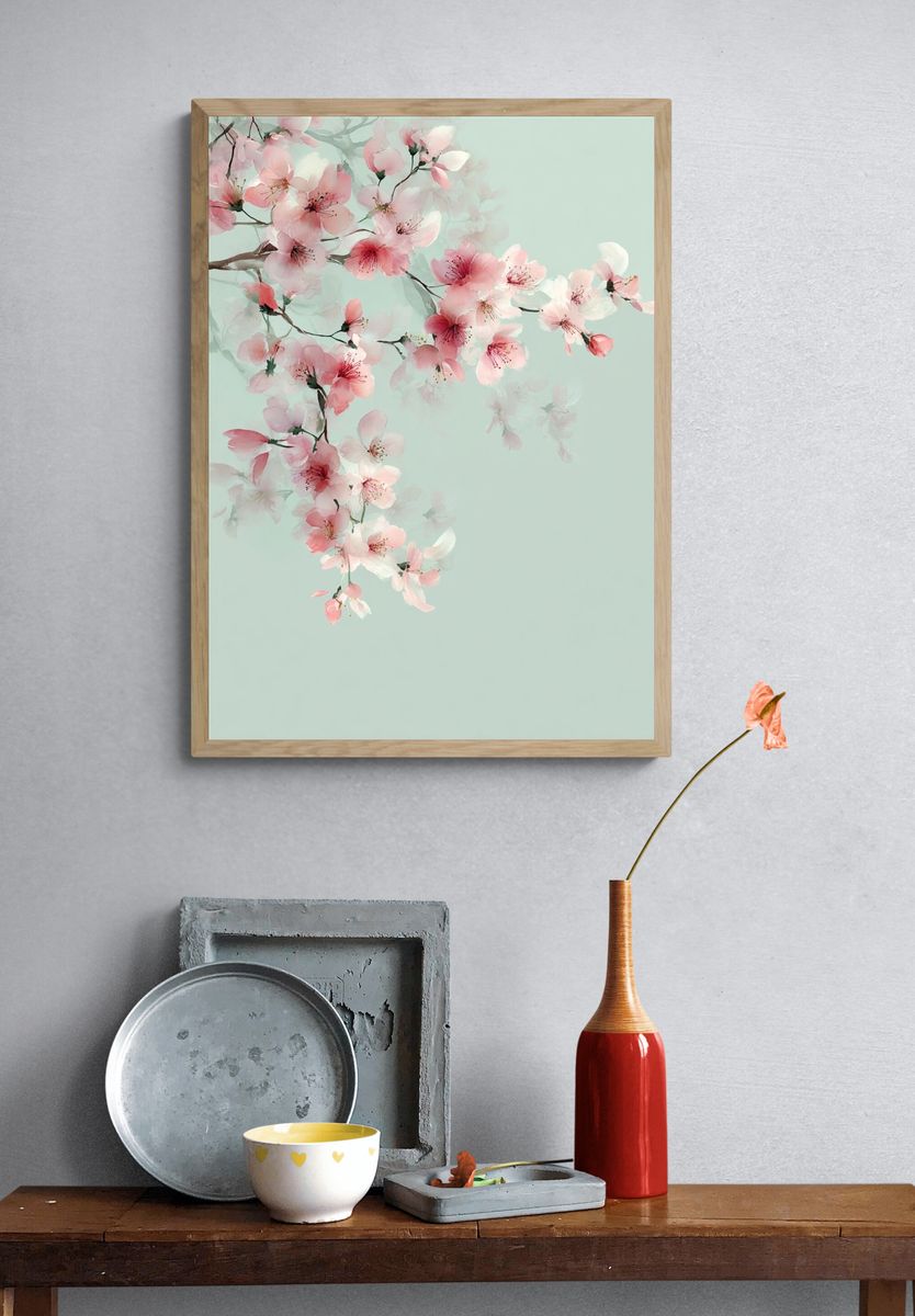 Cherry Blossom Watercolor Print. — room view 3