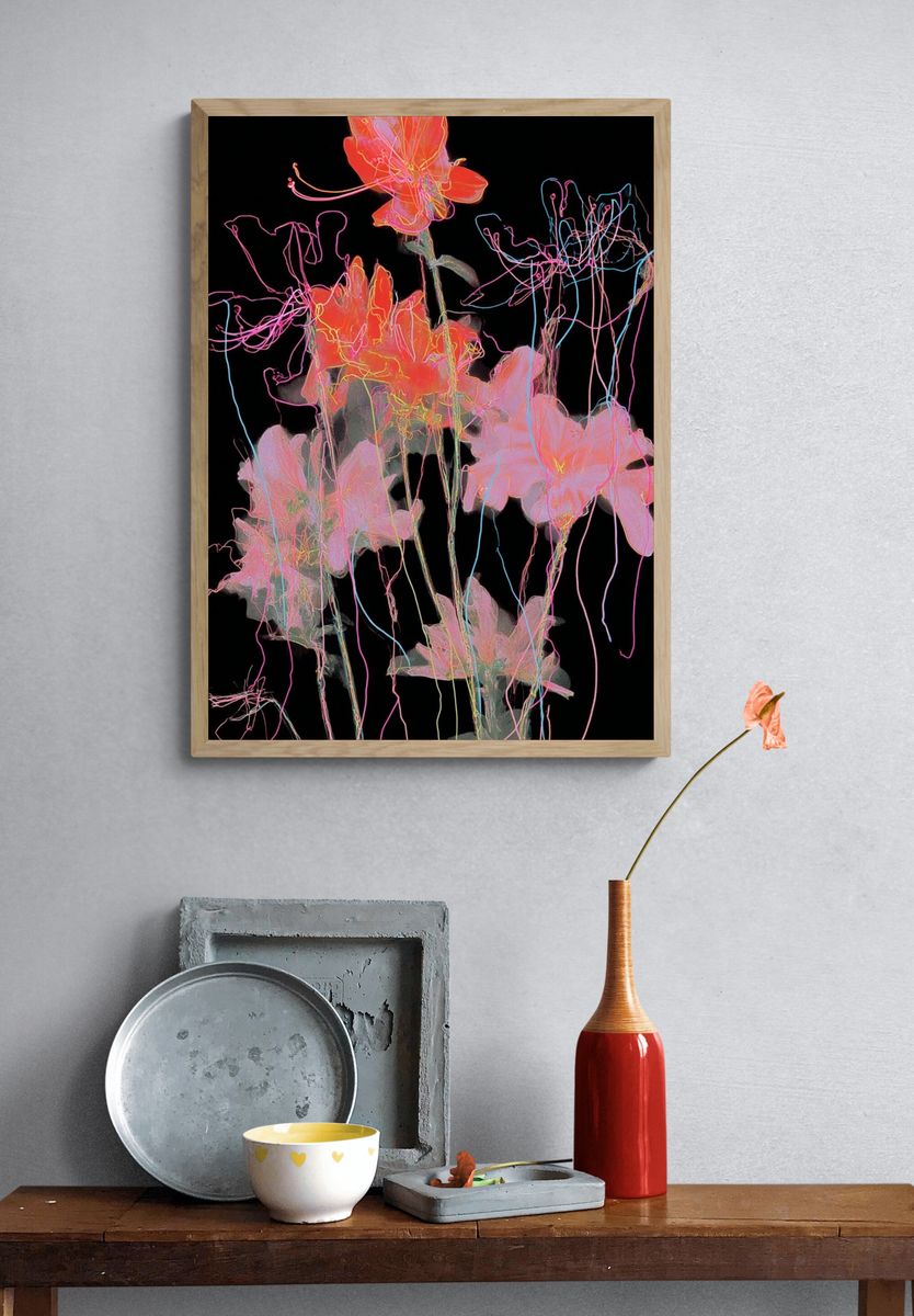 Neon Bloom Abstract Poster. — room view 3