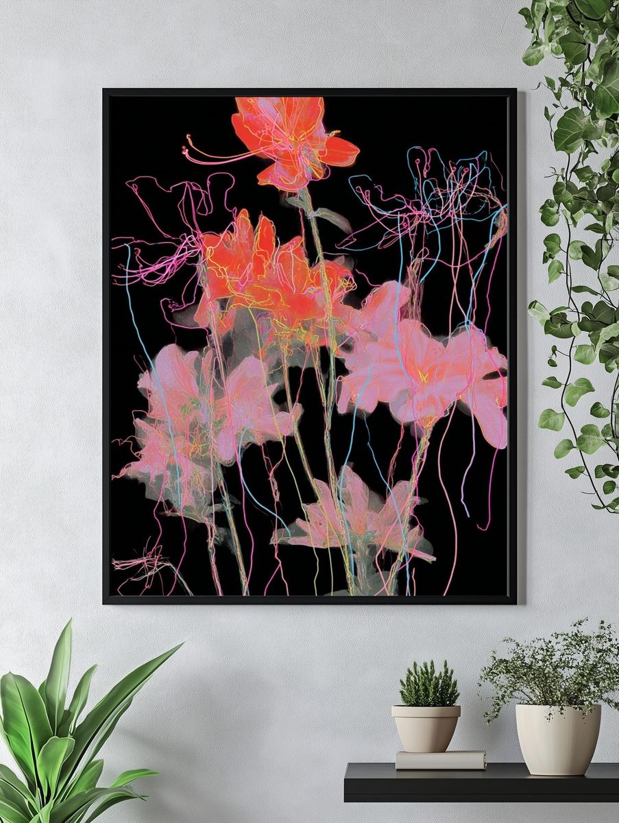 Neon Bloom Abstract Poster. — room view 4