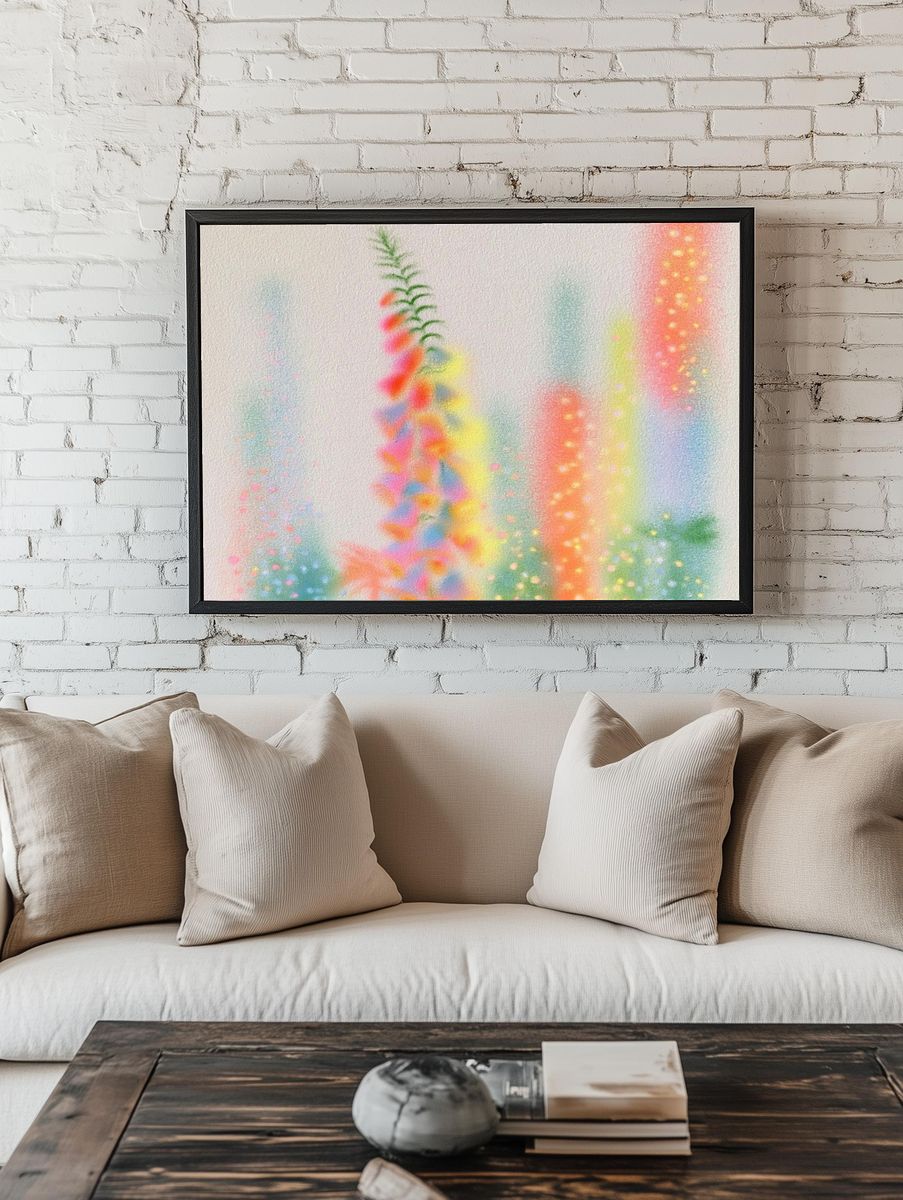 Dreamy Floral Glow Illustration Poster. — room view 1