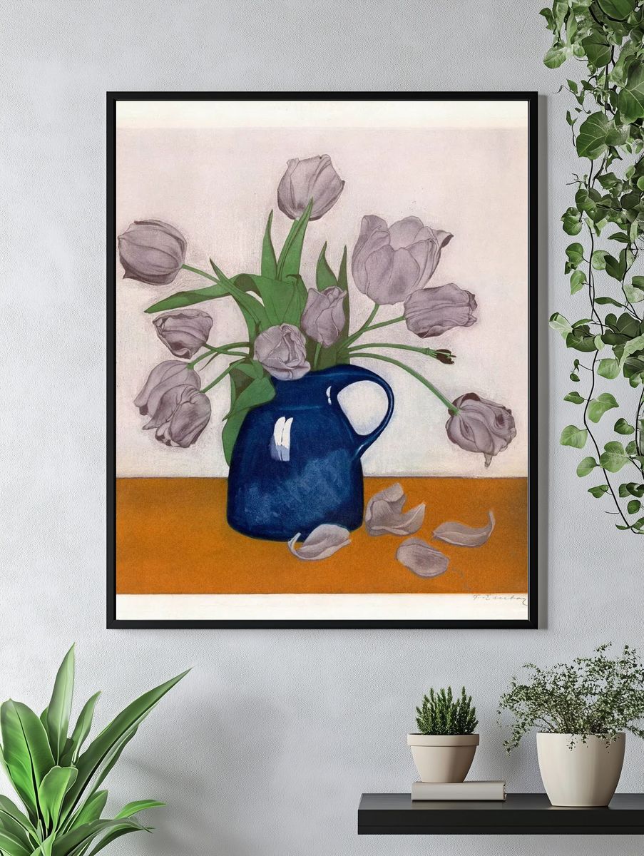 Everbag tulips, vintage Japanese etching. — room view 4