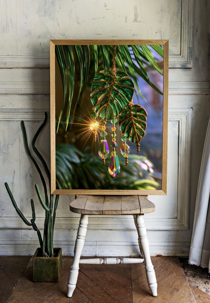 Tropical Leaf Crystal Ornament Poster. — room view 1