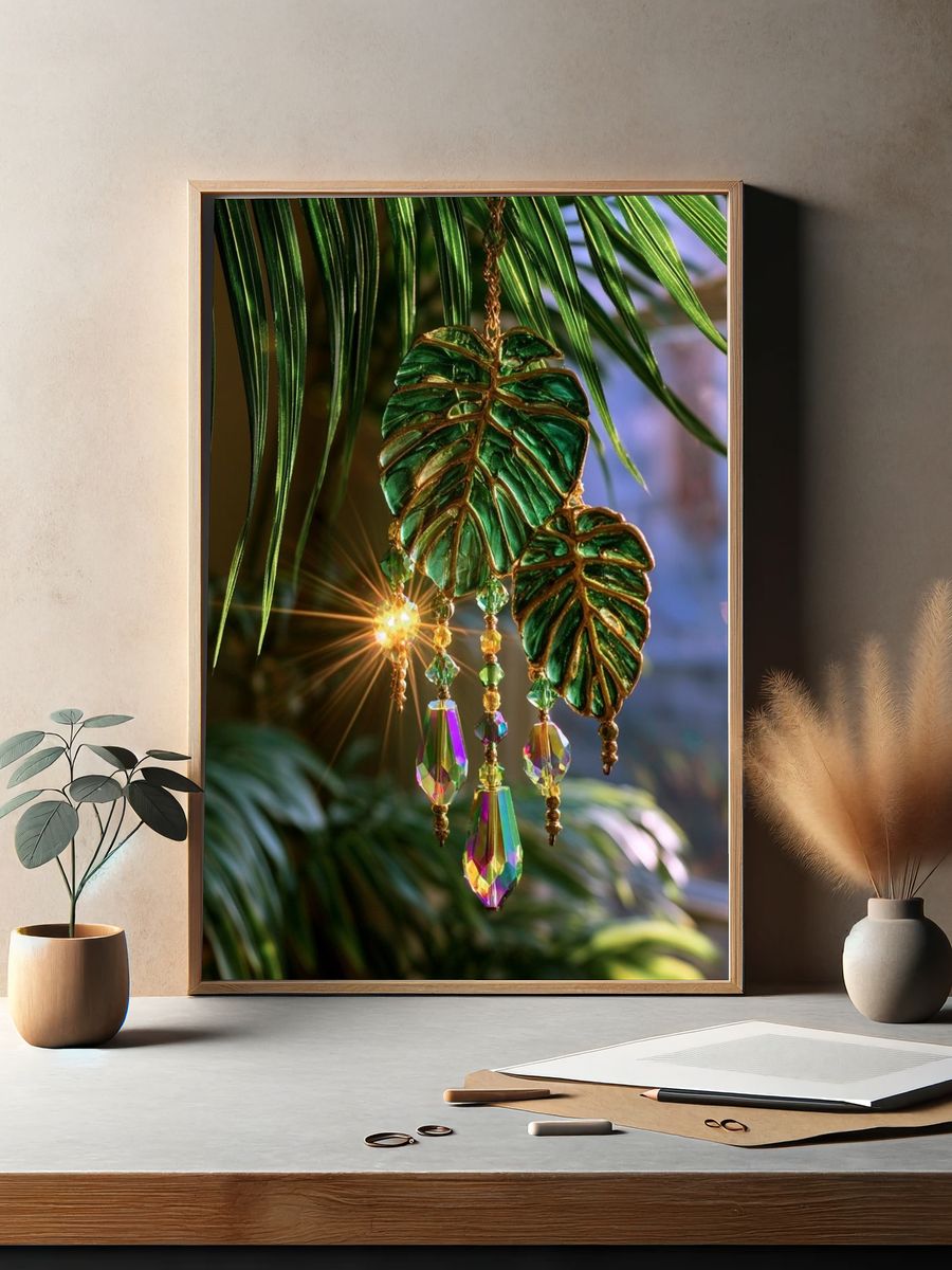 Tropical Leaf Crystal Ornament Poster. — room view 2