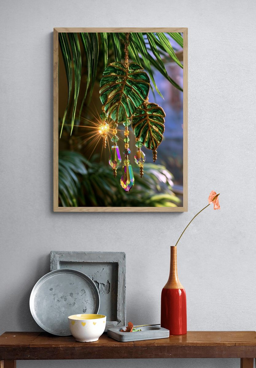 Tropical Leaf Crystal Ornament Poster. — room view 3