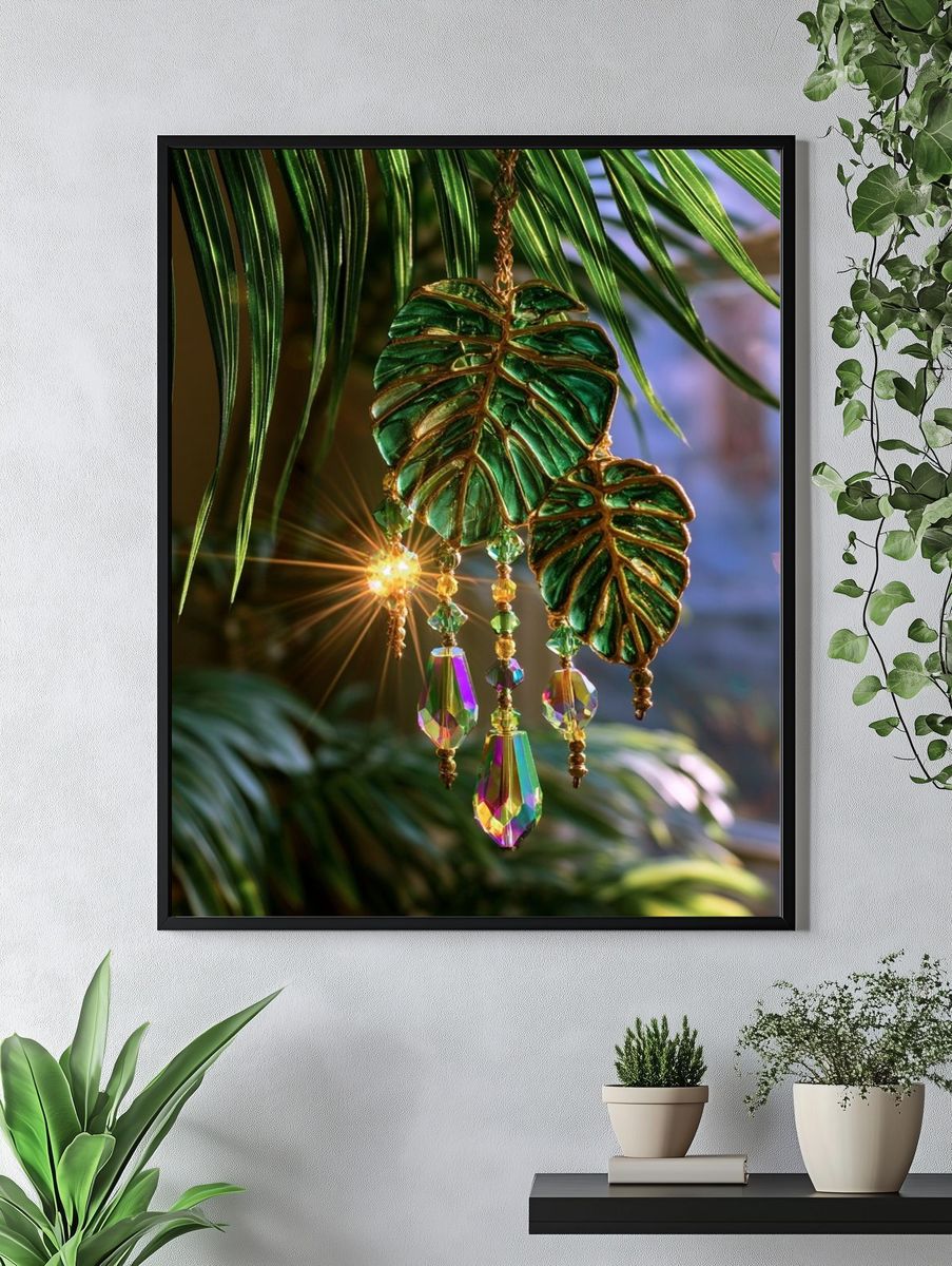 Tropical Leaf Crystal Ornament Poster. — room view 4