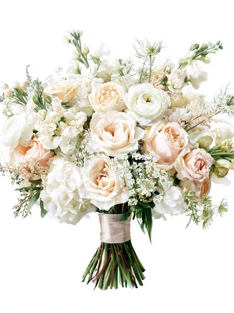Blush White Floral Bouquet Print. poster detail