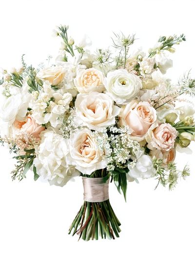 Blush White Floral Bouquet Print.