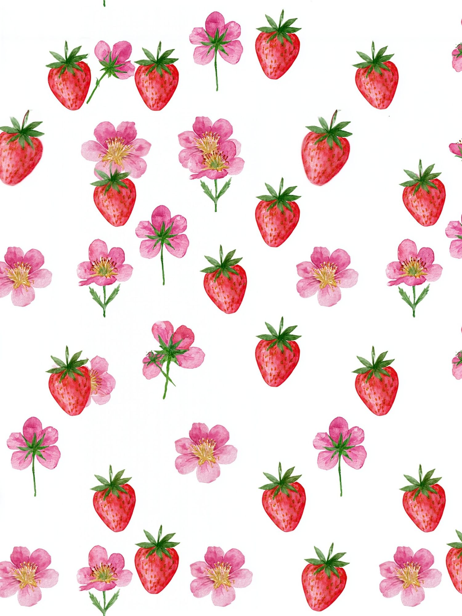 Strawberry Blossom Pattern Print. poster — botanical art