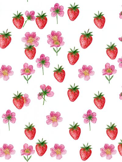 Strawberry Blossom Pattern Print.