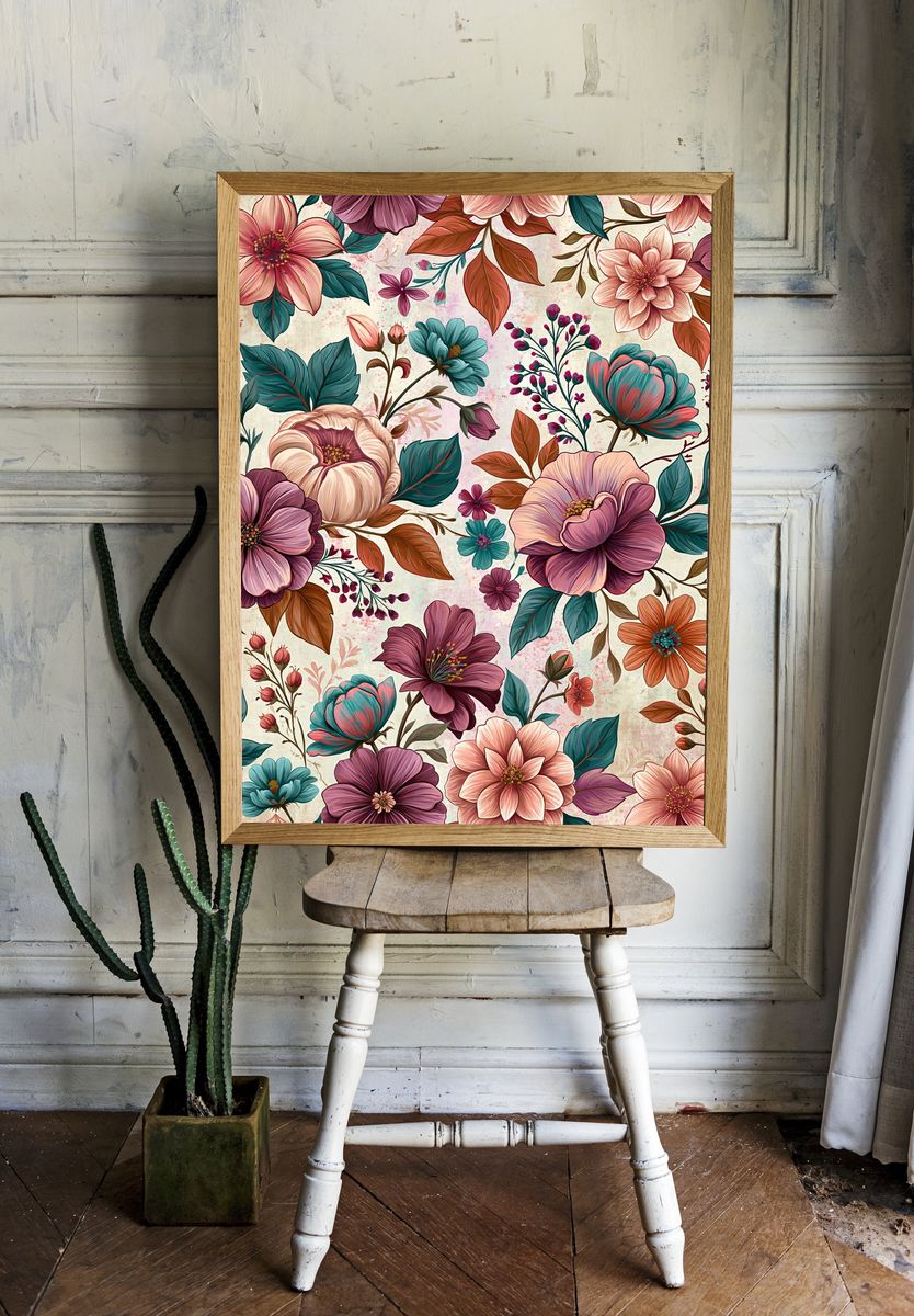 Vintage Floral Garden Poster. — room view 1