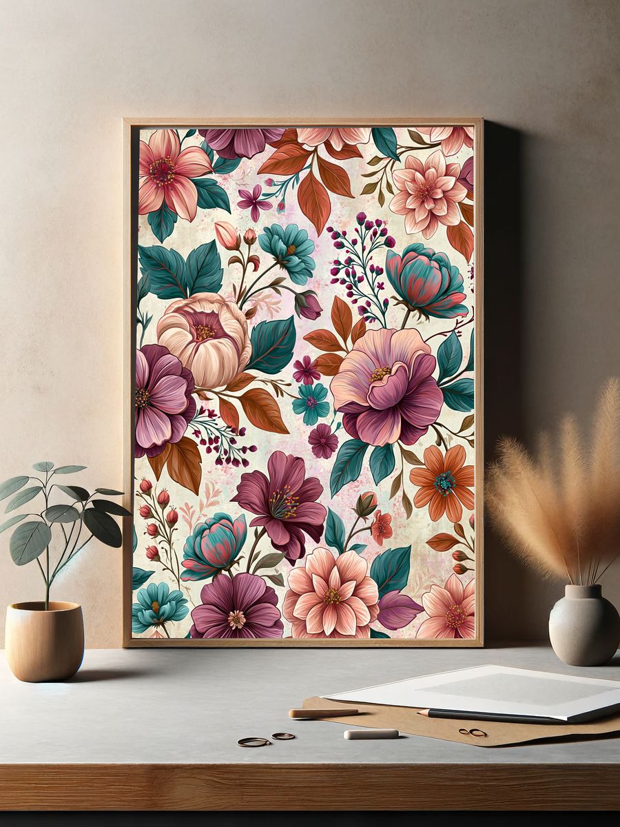 Vintage Floral Garden Poster. — room view 2