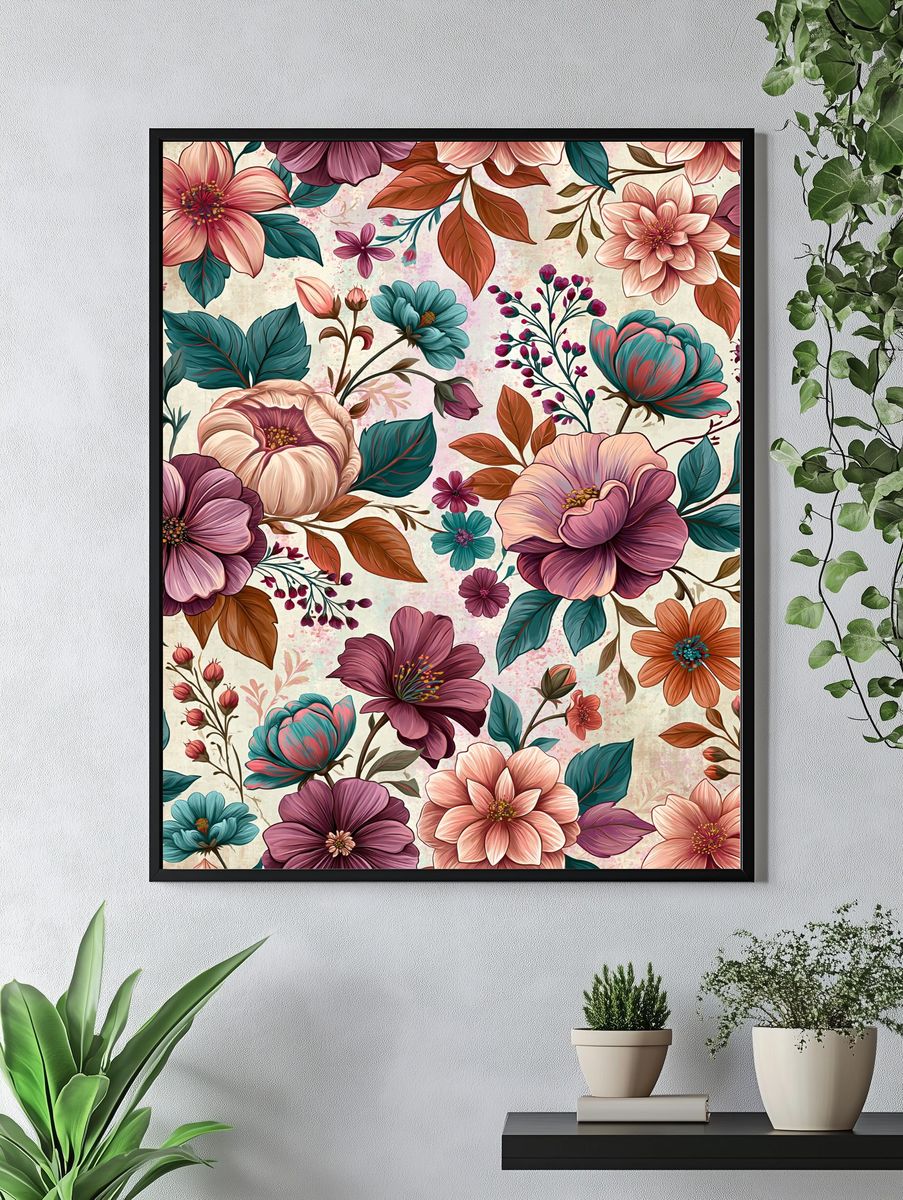 Vintage Floral Garden Poster. — room view 4
