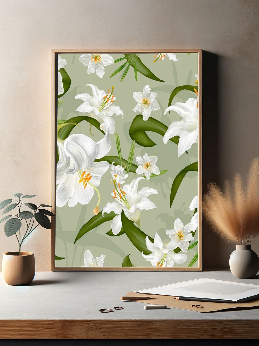 Illustration drawing of Lily flowers. — room view 2