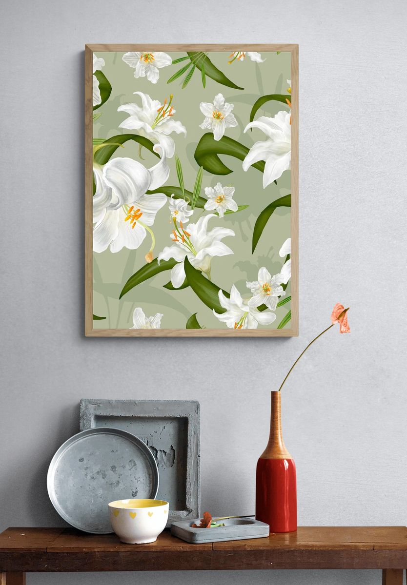 Illustration drawing of Lily flowers. — room view 3