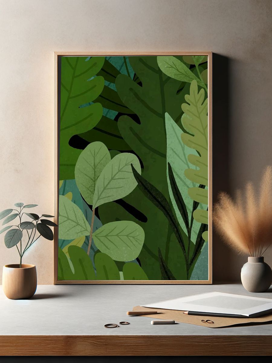 Hand drawn colorful hydrangeas. Original. — room view 2