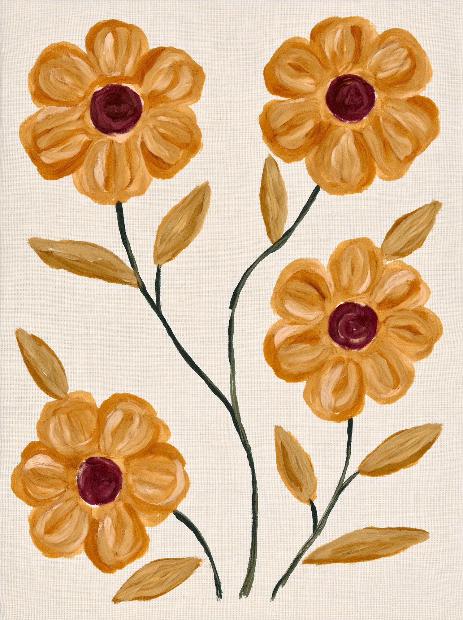 Golden Floral Botanical Print. poster detail
