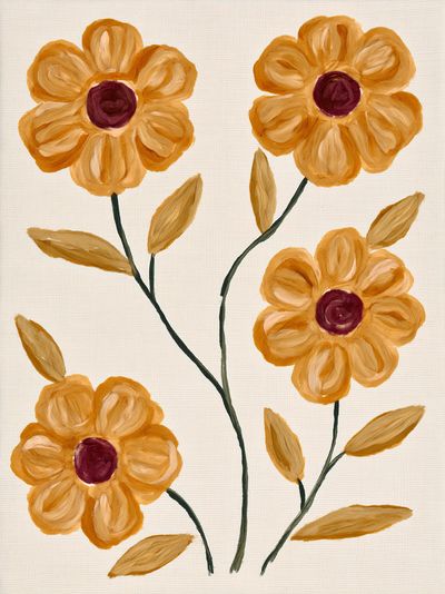 Golden Floral Botanical Print.