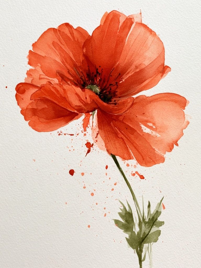 Red Poppy Watercolor Print. poster — botanical art