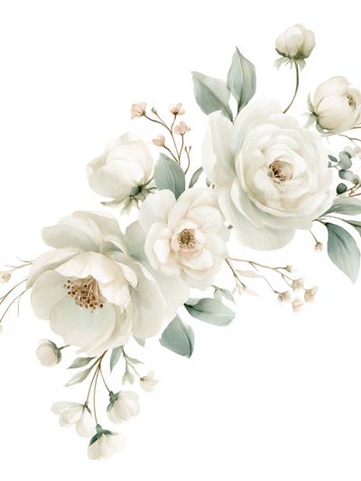 White Floral Watercolor Poster.