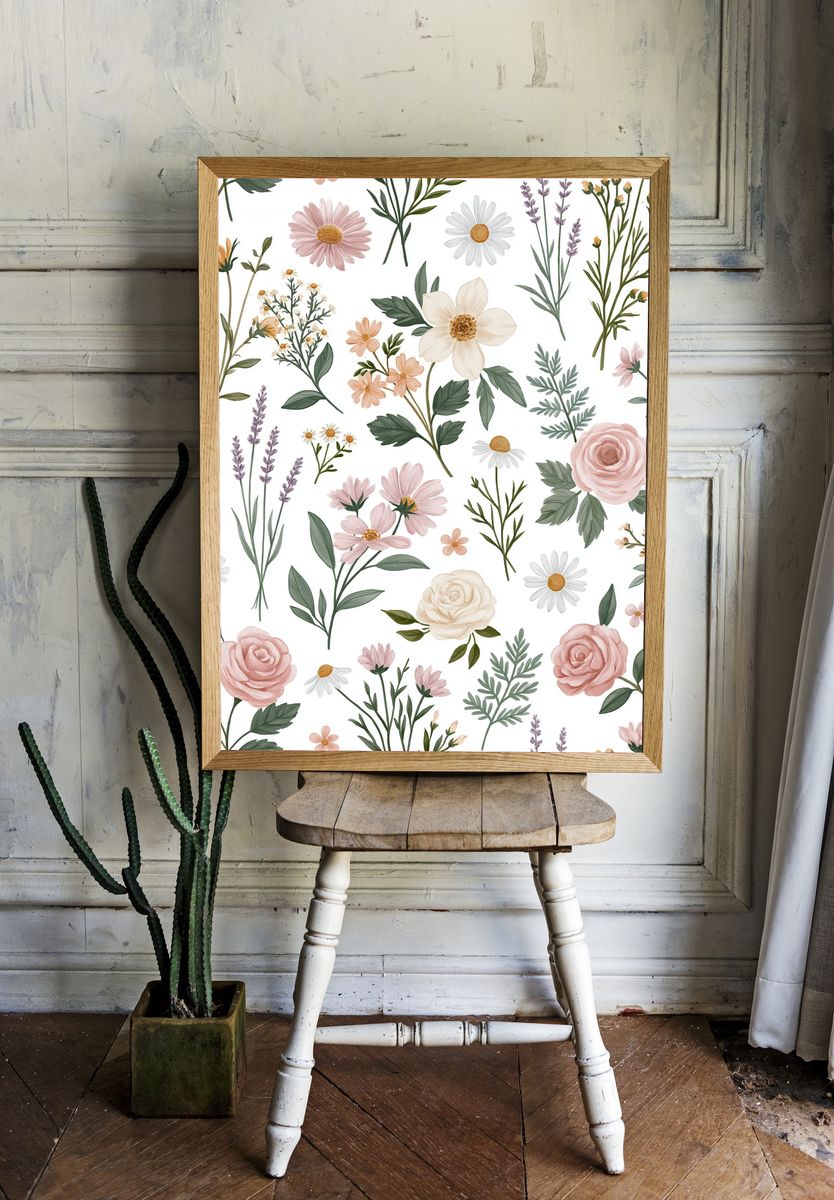 Pastel Wildflower Botanical Poster. — room view 1
