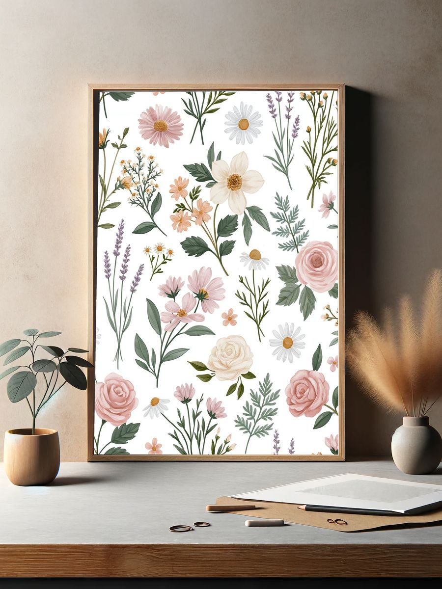 Pastel Wildflower Botanical Poster. — room view 2