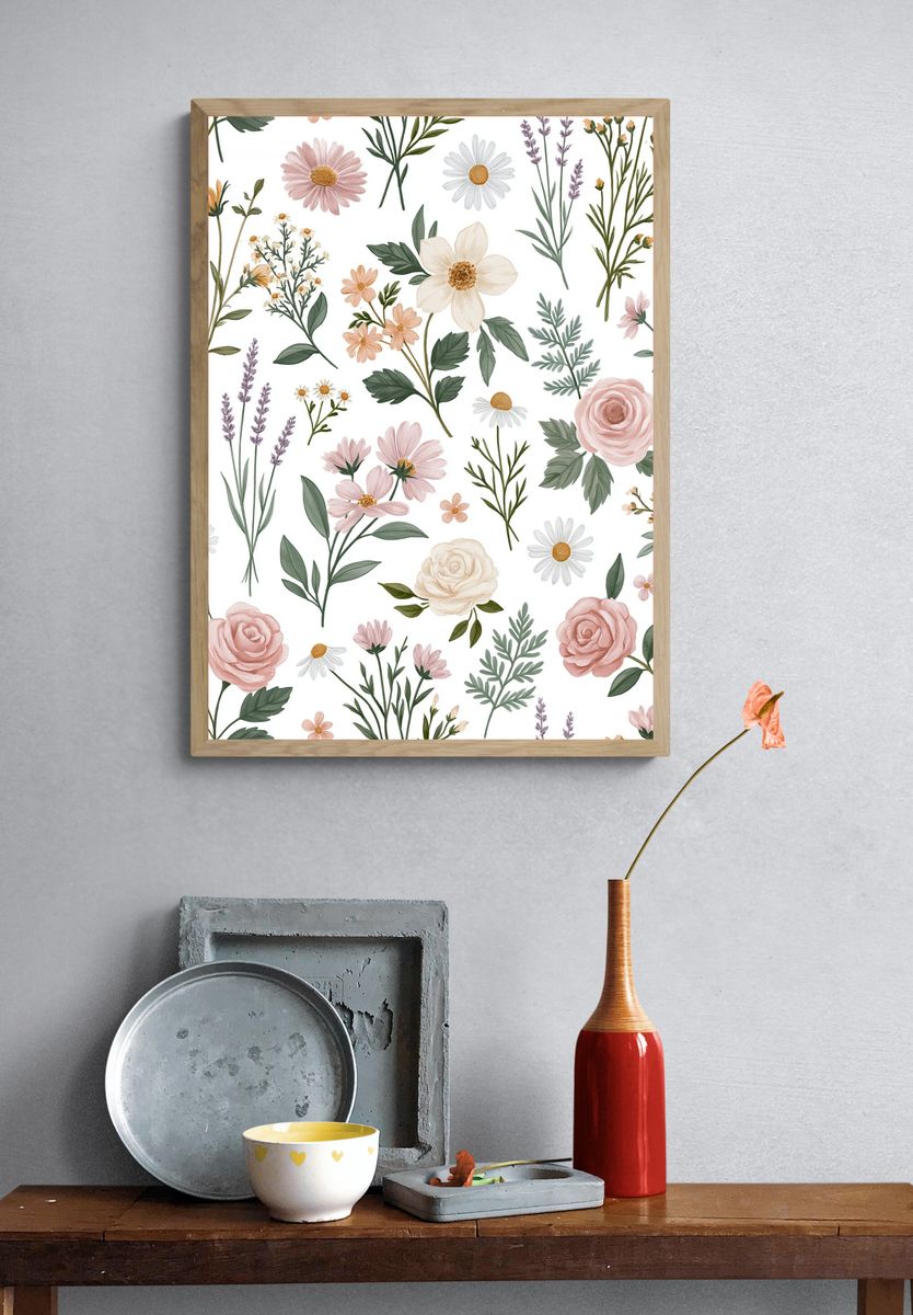 Pastel Wildflower Botanical Poster. — room view 3