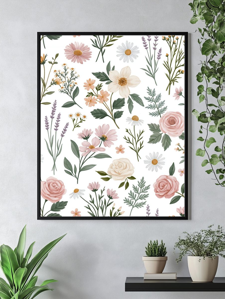 Pastel Wildflower Botanical Poster. — room view 4
