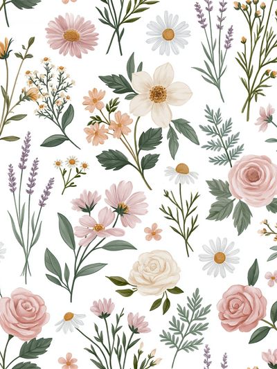 Pastel Wildflower Botanical Poster.