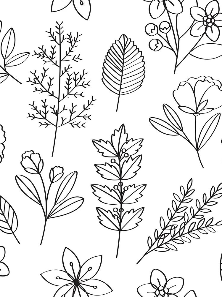 Seamless flower and leaves pattern. poster — botanical art
