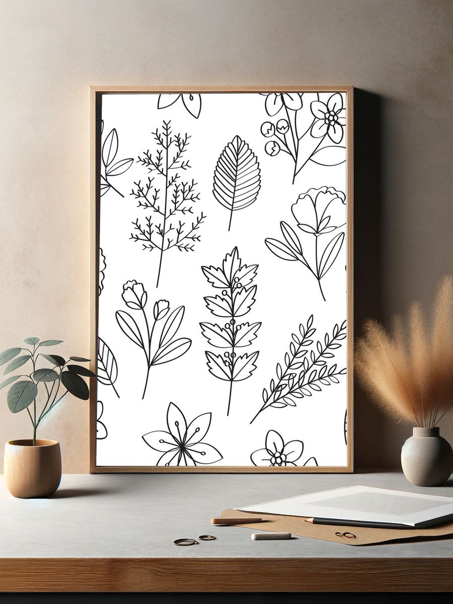 Seamless flower and leaves pattern. — room view 2
