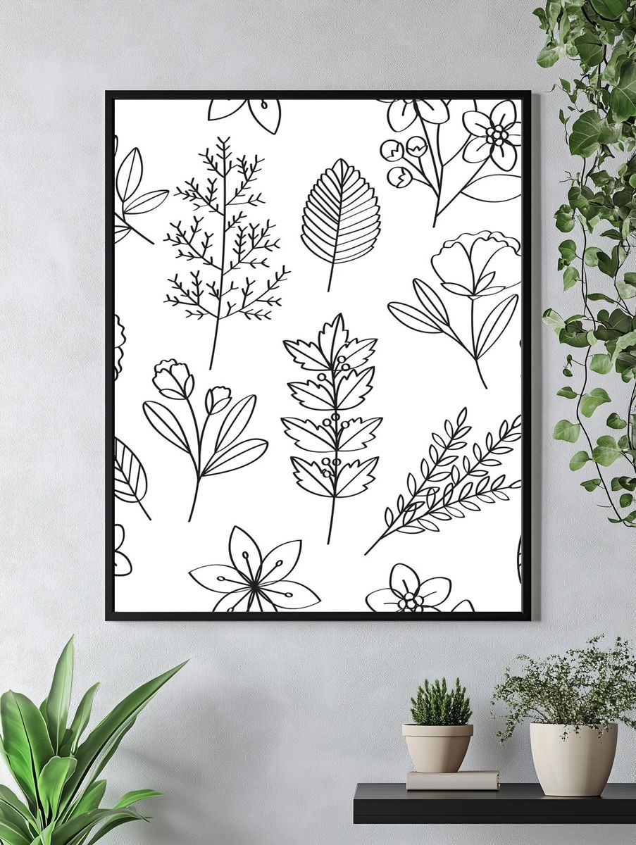 Seamless flower and leaves pattern. — room view 4