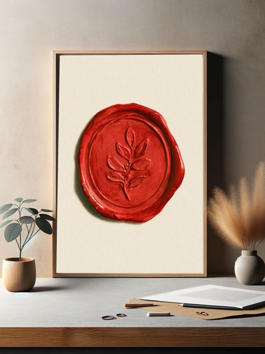 Red Wax Seal Botanical Print. — room view 2
