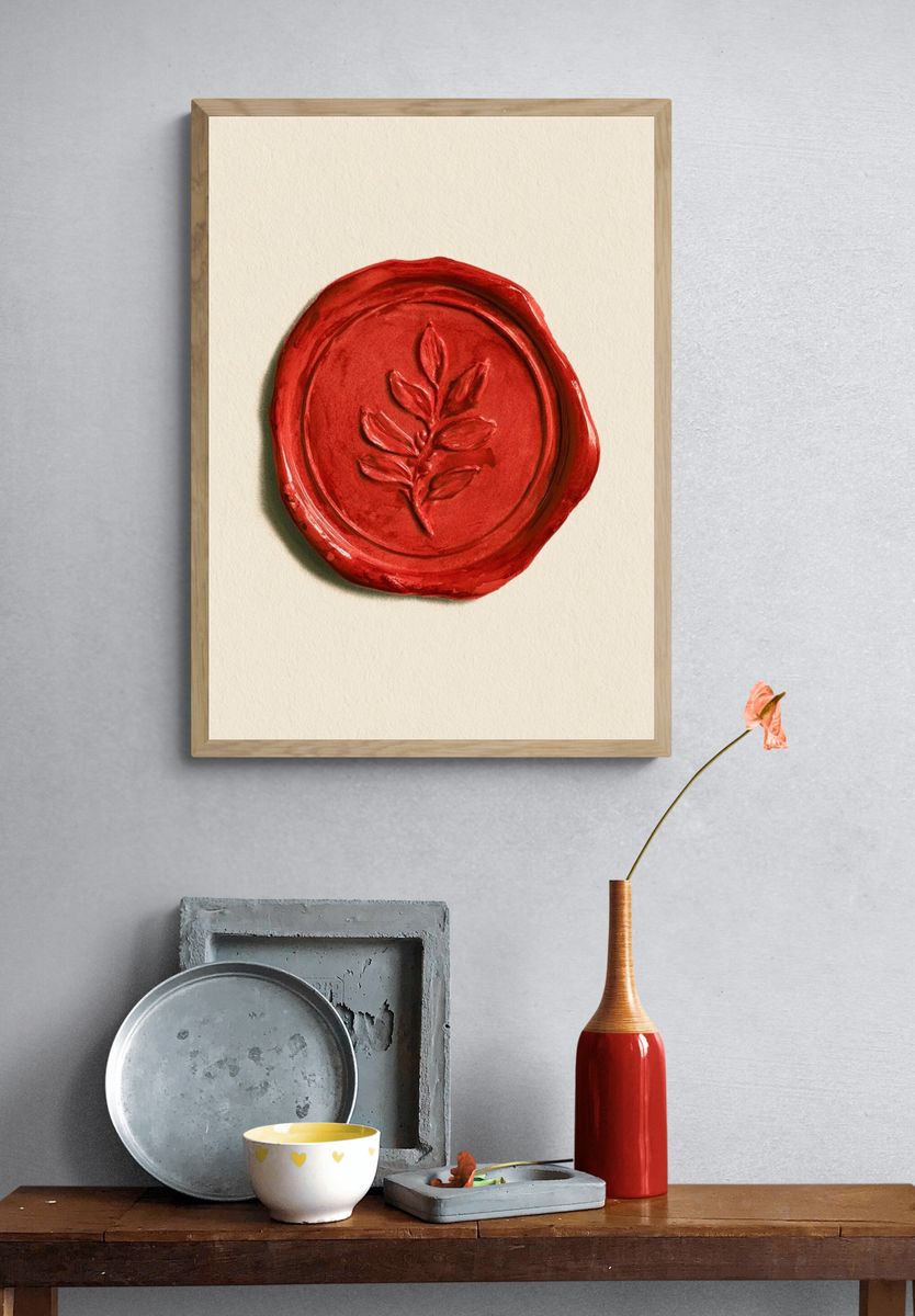 Red Wax Seal Botanical Print. — room view 3