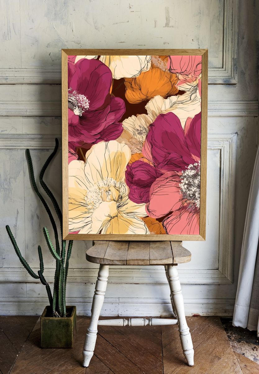 Floral Bloom Illustration Poster. room preview