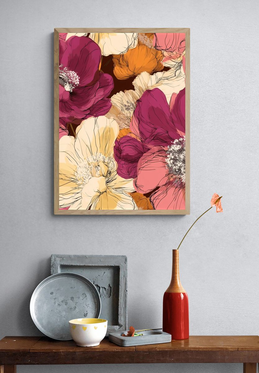 Floral Bloom Illustration Poster. — room view 3