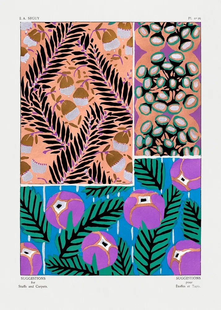 Vintage floral patterns, Art Nouveau. poster — botanical art