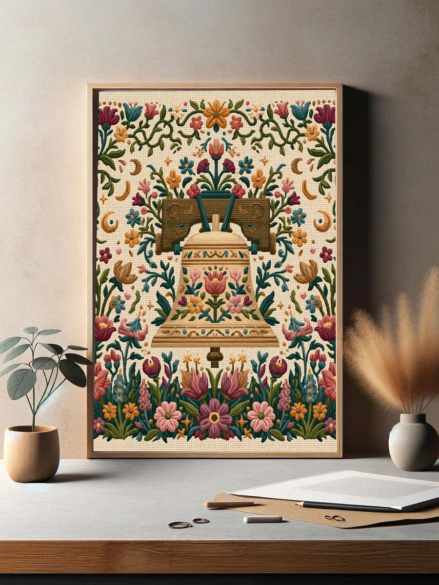Floral Bell Embroidery Print. — room view 2