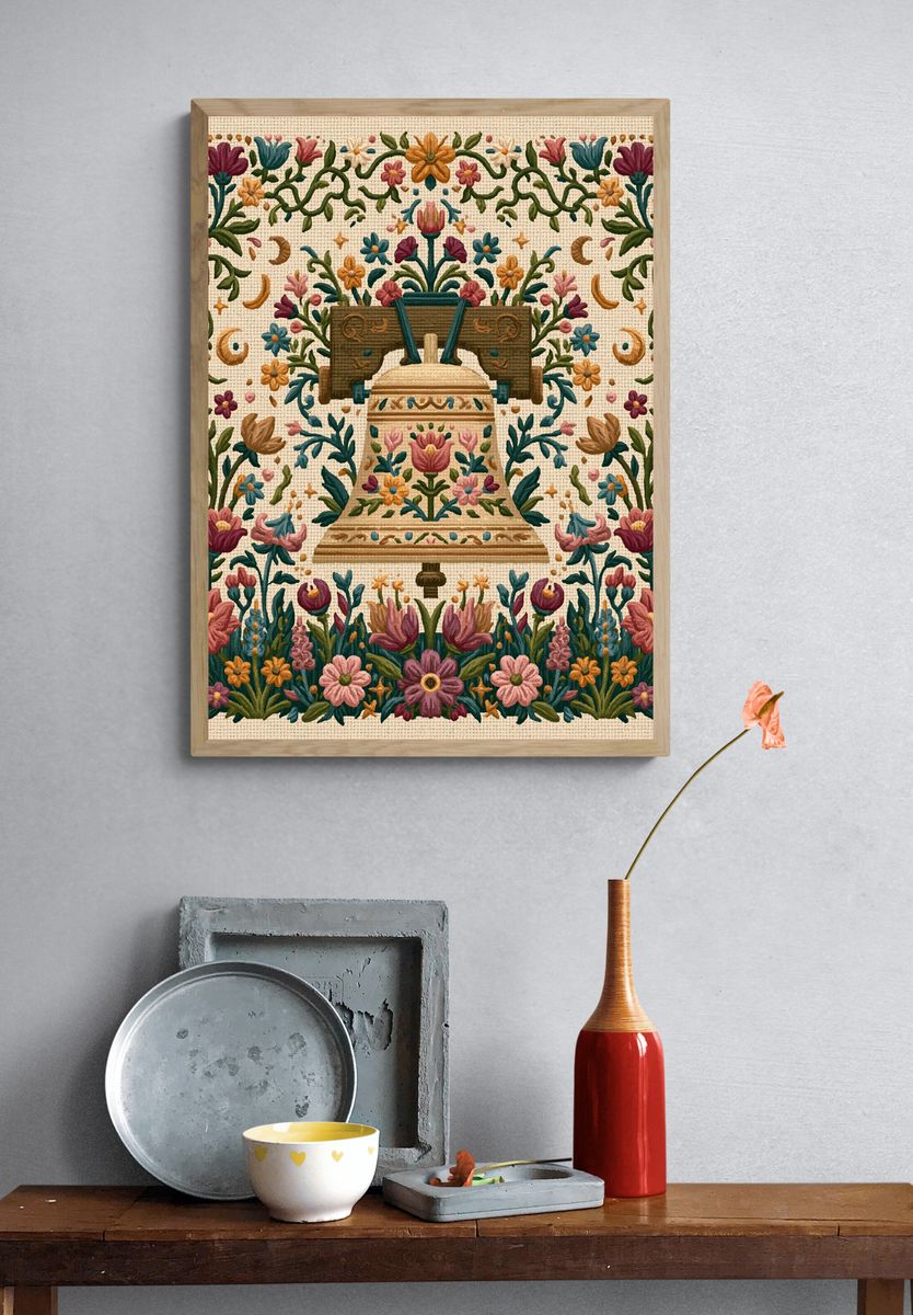Floral Bell Embroidery Print. — room view 3