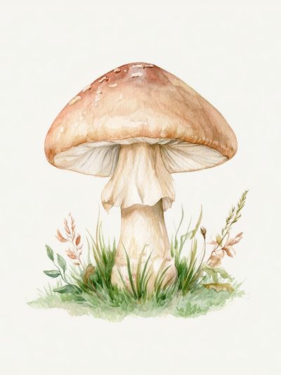Watercolor Mushroom Botanical Print. poster