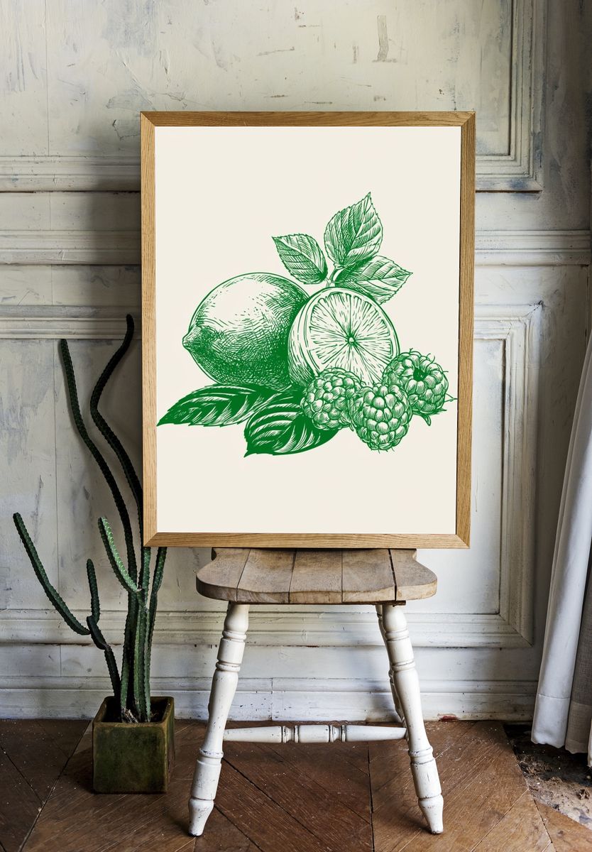 Lemon and Berries Botanical Print. — room view 1