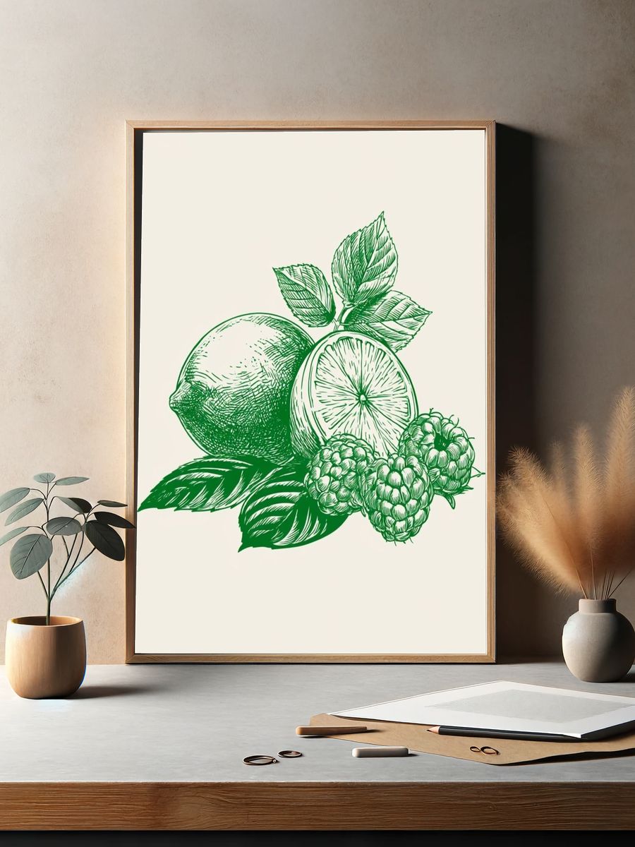 Lemon and Berries Botanical Print. — room view 2