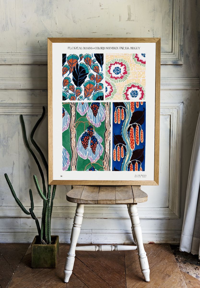 Colorful floral design, art nouveau. room preview